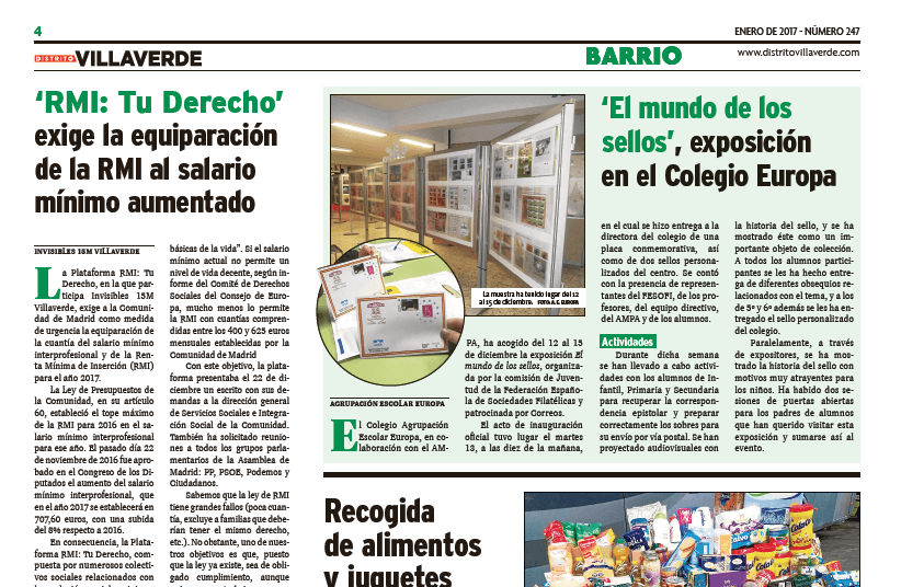 Nota de prensa equiparación SMI – RMI en periódico Distrito de Villaverde